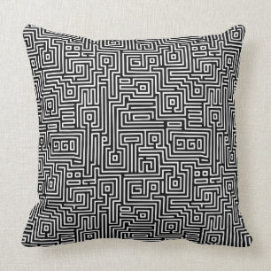 Almofada Kuba Maze Style 221019 - Branco em Preto
