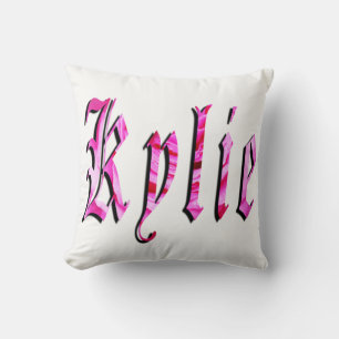 Almofada Kylie, nome, logotipo, coxim branco do lance