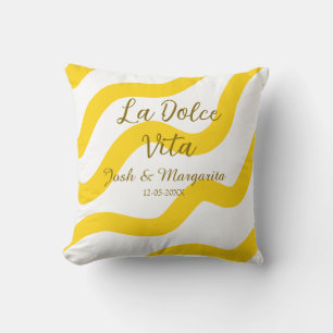 Almofada La Dolce Vita amarelo casal de casamento Nome data