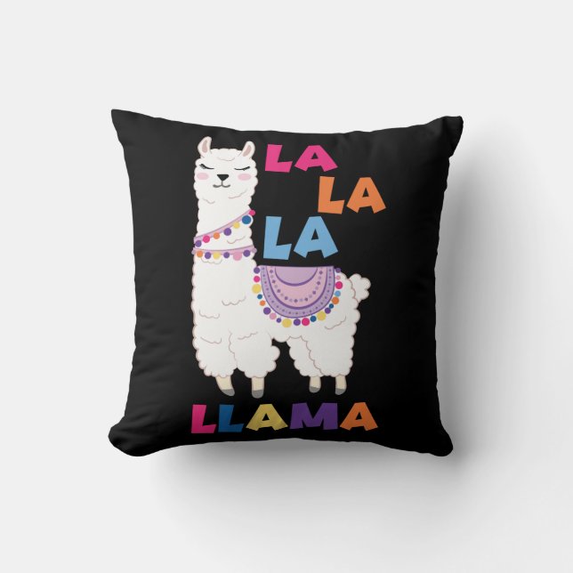 Almofada La La La Llama - Engraçado Cantando Llama (Frente)