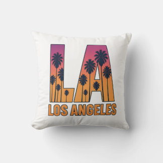 Almofada LA Los Angeles Palm Trees Sunset Retro Design