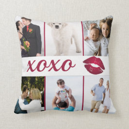 Almofada Lábios da colagem XOXO Borgonha da foto do costume