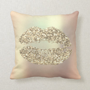 Almofada Lábios de Beijo de Glitter Dourado Foxier - Coppe