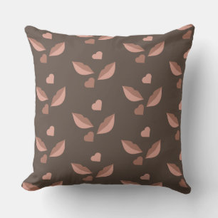 Almofada Lábios de Chocolate Boho e Corações Marrom Natural