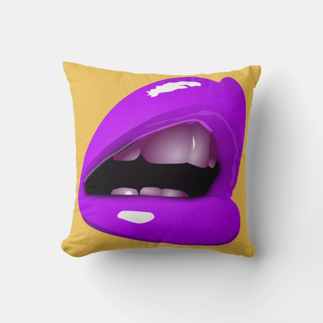 Almofada Lábios de mulher no Travesseiro Roxo (Frente)