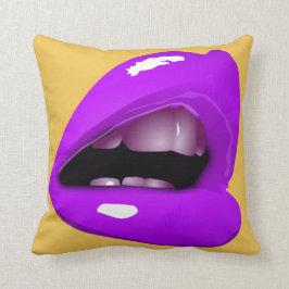 Almofada Lábios de mulher no Travesseiro Roxo
