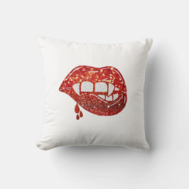 Almofada Lábios de vampiro com brilho de faux com derramame