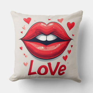 Almofada Lábios Vermelhos Surreais com Amor-Inspirado