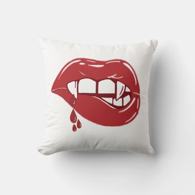 Almofada Lábios Vermelhos Vampiros Derrubando Sangue (Frente)