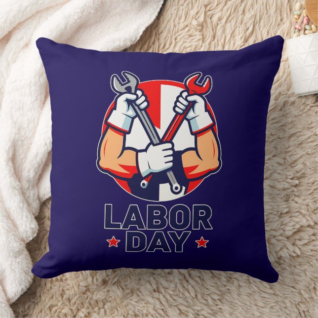 Almofada Labor Day Tools Crossed Worker Design (Cobertor)