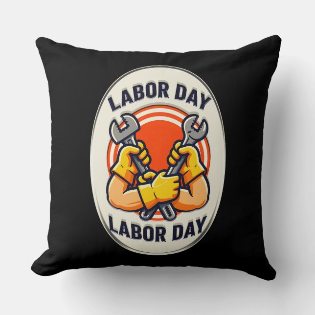 Almofada Labor Day Worker Badge Tools Design (Frente)