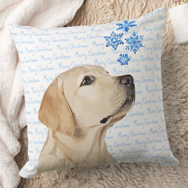 Almofada Labrador de Natal do laboratório amarelo (Criador carregado)