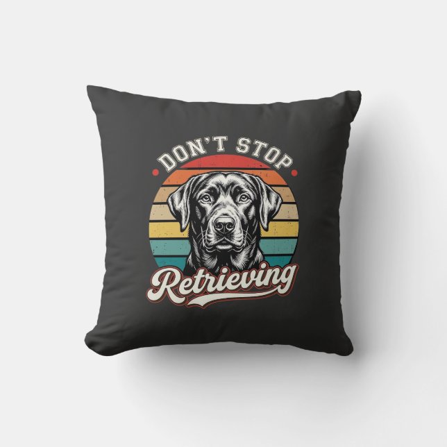 Almofada Labrador Não Para de Recuperar Cão Retro (Frente)