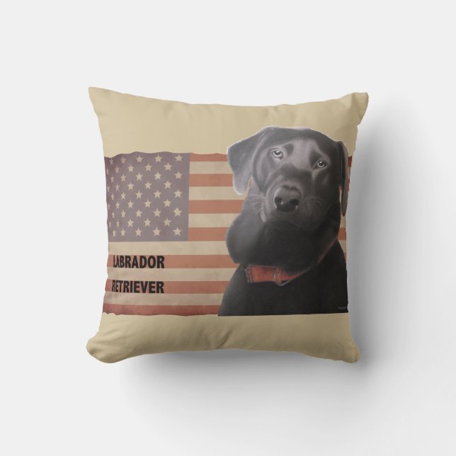 Almofada Labrador Retriever American Flag (Frente)