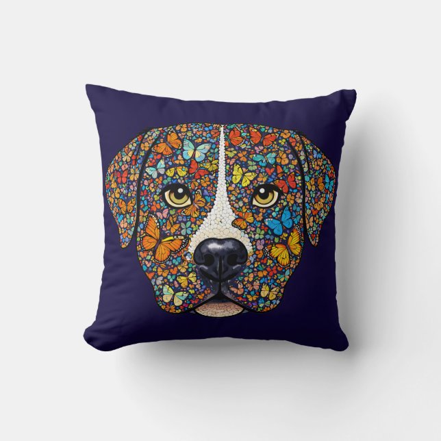 Almofada Labrador Retriever Butterfly Kaleidoscope Portrait (Frente)