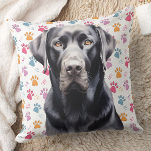 Almofada Labrador Retriever Colorful Paw Imprime Cachorro