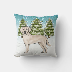 Almofada Labrador Retriever Creme Azul Natal Inverno