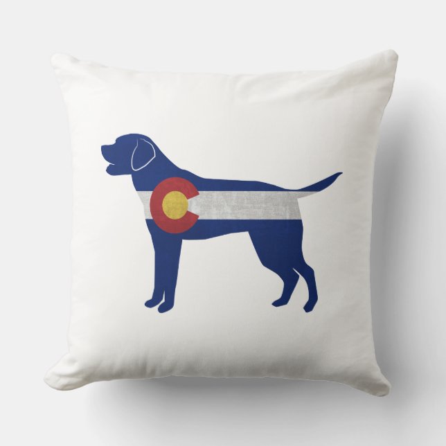Almofada Labrador Retriever Dog Colorado Flag Silhouette (Frente)