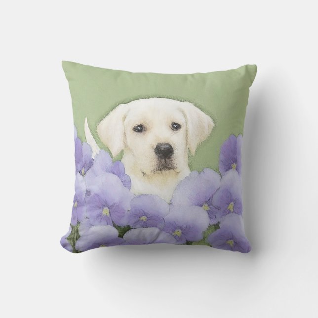 Almofada Labrador Retriever Puppy Pintura Original (Frente)