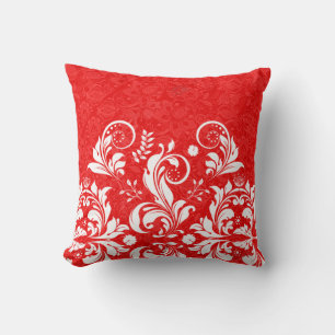 Almofada Lace Floral da Vintage Vermelha e Branca