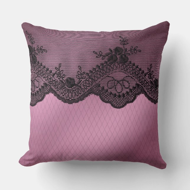 Almofada Lace grande de Rosa decorativo do Travesseiro (Frente)