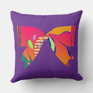 Almofada Laço de Fita Arco-Íris Roxo Decorativo Divertido