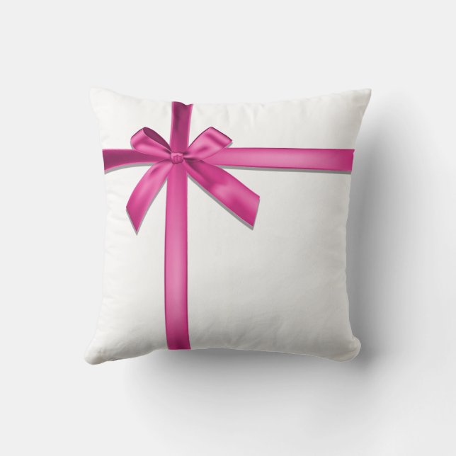 Almofada Laço de Fita de Seda Rosa Pastel (Verso)