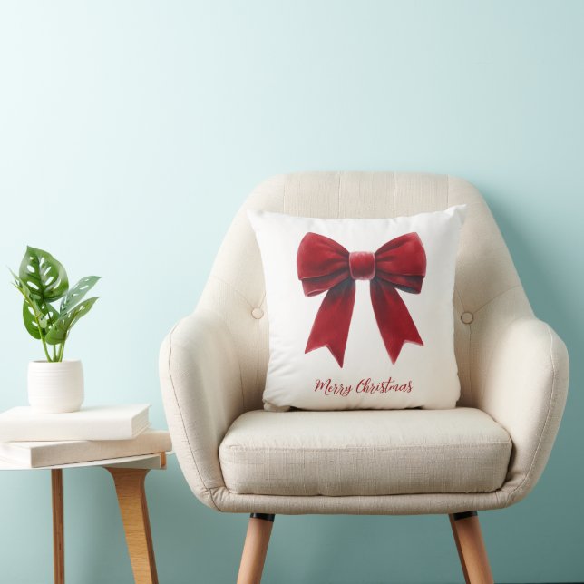 Almofada Laço de Veludo Vermelho Natal Clássico (Cadeira)