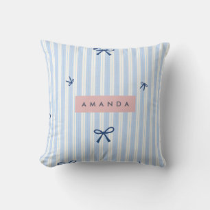 Almofada Laço Listrado Azul Pastel Clássico Personalizado