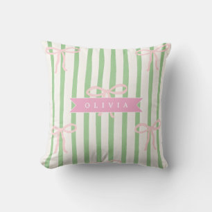 Almofada Laço Verde Listrado Coquete Feminino Personalizado