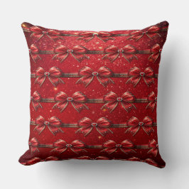 Almofada Laço Vermelho com Pérolas e Joias