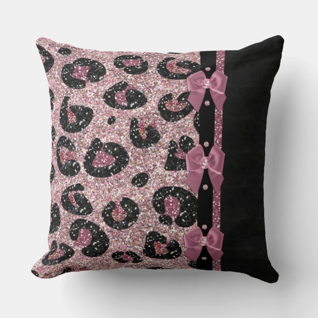 Almofada Laços de Fita Estampa de Leopardo Rosa RAB Rockabi (Frente)