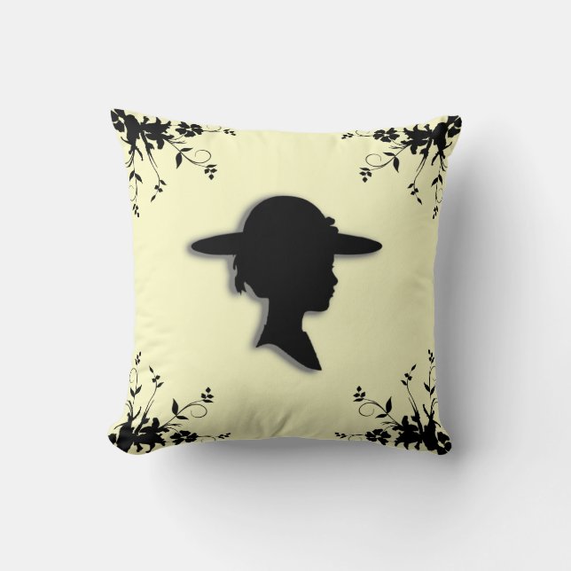 Almofada Lady in Picture Hat Vintage Silhouette (Frente)