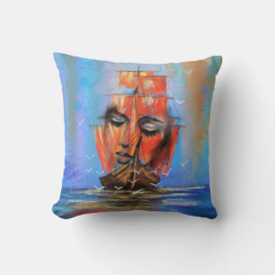 Almofada Lady Sailboat de navegação livre - Pintura de ar