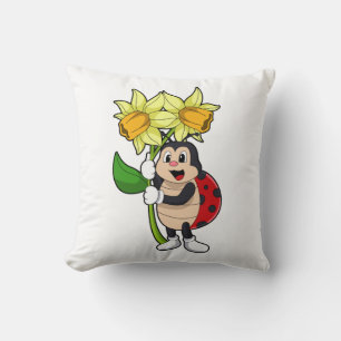 Almofada Ladybug com Flor Daffodil