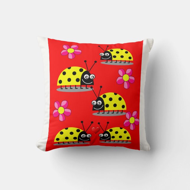Almofada ladybug do decodificador de travesseiros decorativ (Frente)