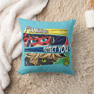 Almofada Ladybug Miraculoso e Cat Noir sempre protegem você