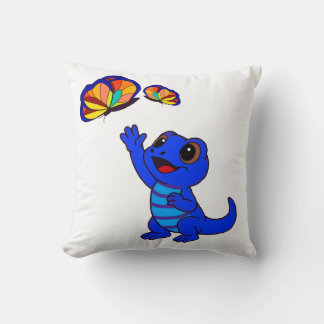 Almofada Lagarto de desenho animado azul fofo alcançando bo