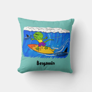 Almofada Lagarto espinhoso surfando cartoon