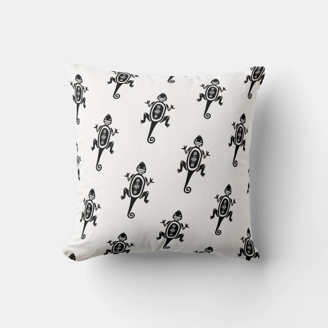 Almofada lagarto-preto-aztec (Frente)