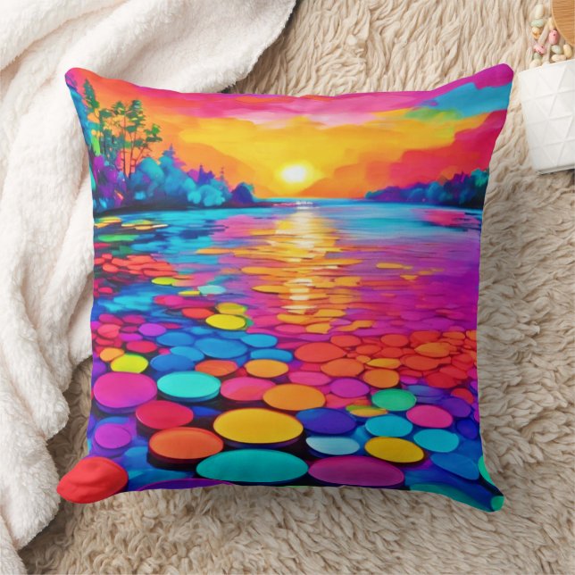 Almofada Lago Colorido no Sunset (Cobertor)