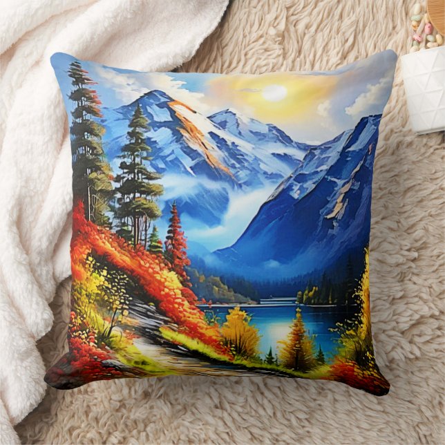 Almofada Lago Montanha: Vista Cênnica (Cobertor)