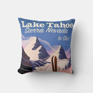 Almofada Lago Tahoe sererra nevada vintage impressão