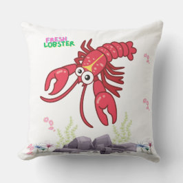 Almofada Lagosta vermelha amistosa olhos grandes e faixa am