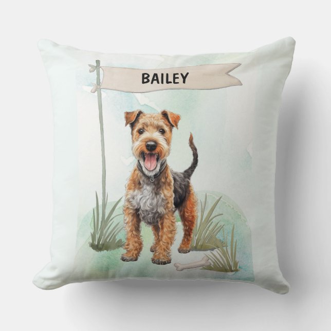 Almofada Lakeland Terrier Watercolor Personalized Dog (Frente)