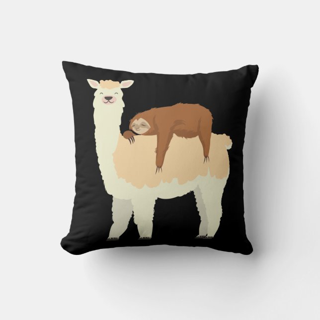 Almofada Lama bonito com um presente da preguiça do sono (Frente)