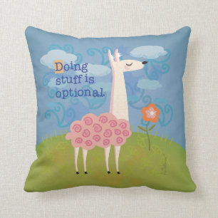 Almofada Lama cor-de-rosa no travesseiro decorativo da cume