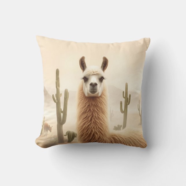 Almofada Lama de Areia Suave com Fluxo de Cactus (Frente)