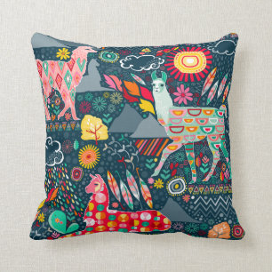 Almofada Lamas bonitos no azul - travesseiro decorativo