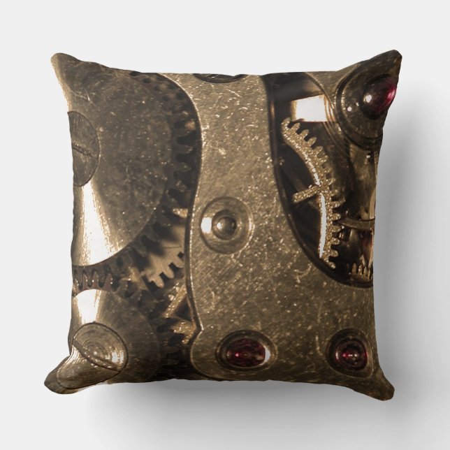 Almofada Lâminas De Relógio De Metal Steampunk (Frente)